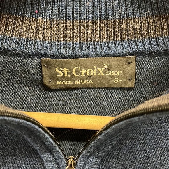 St.Croix Shop Navy Blue 1/4 Zip Wool Pullover Sweater S - Picture 2 of 6